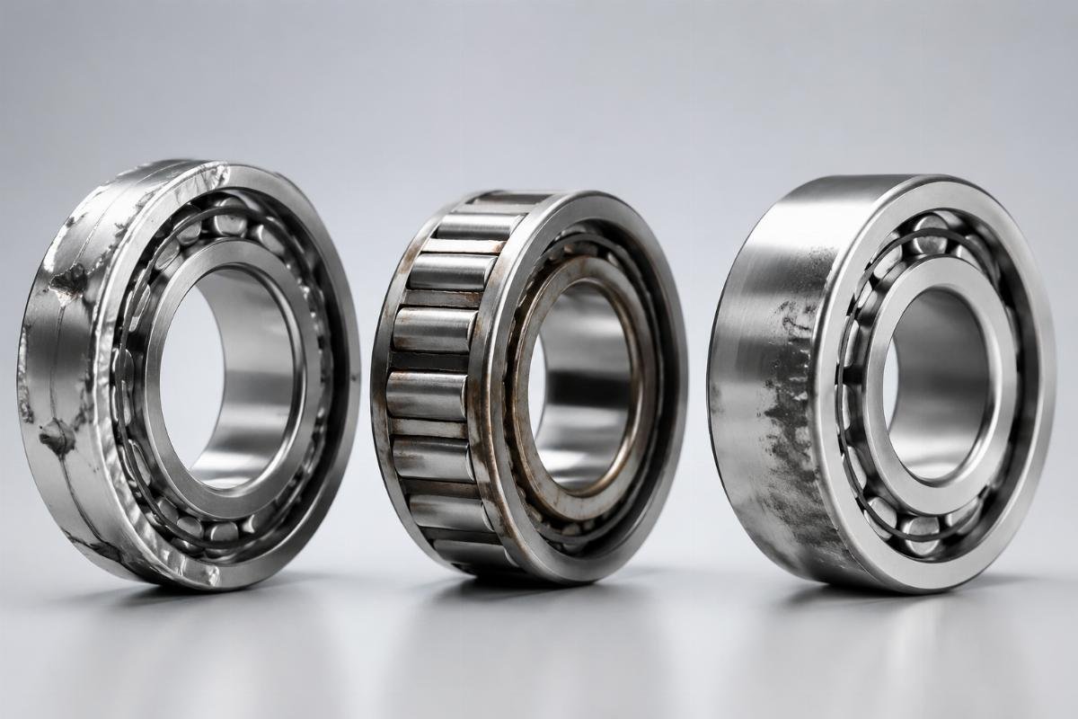 Common roller bearing failure modes with visual symptoms